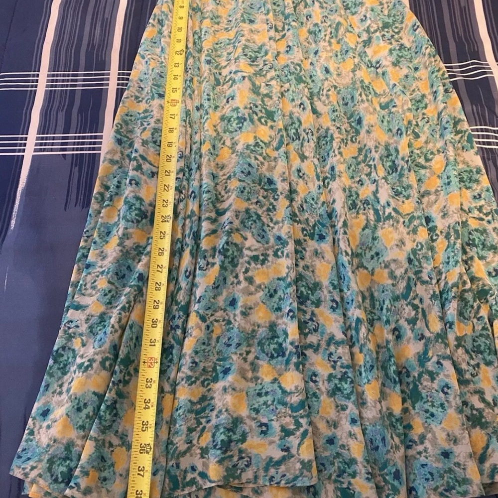 Guess Blue and Green Pleated Maxi Skirt